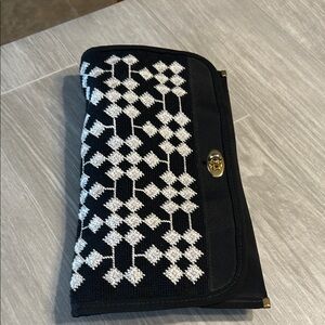 Vintage cloth Black and White Geometric Clutch